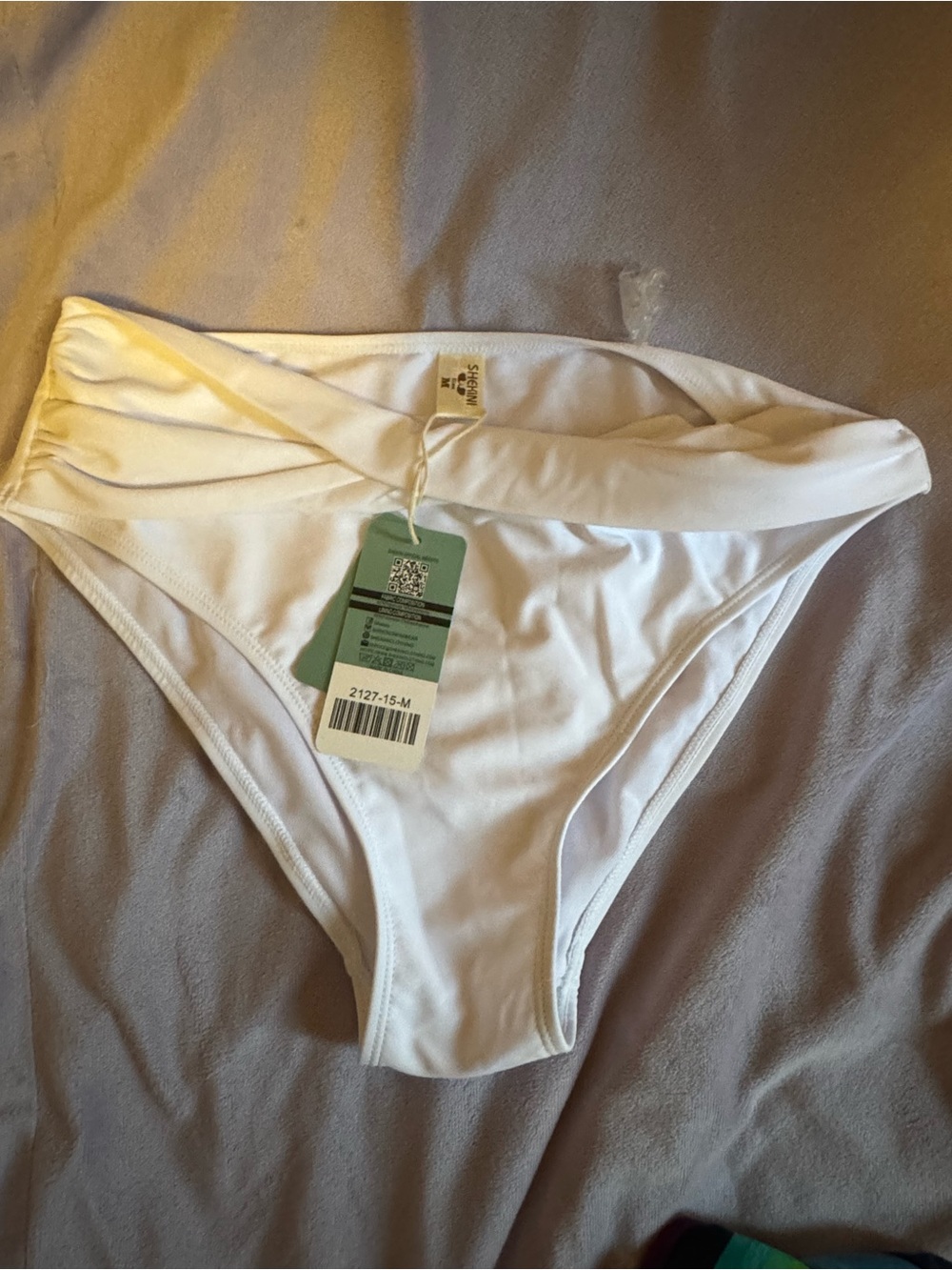White Bikini Bottom with Twist Waistband